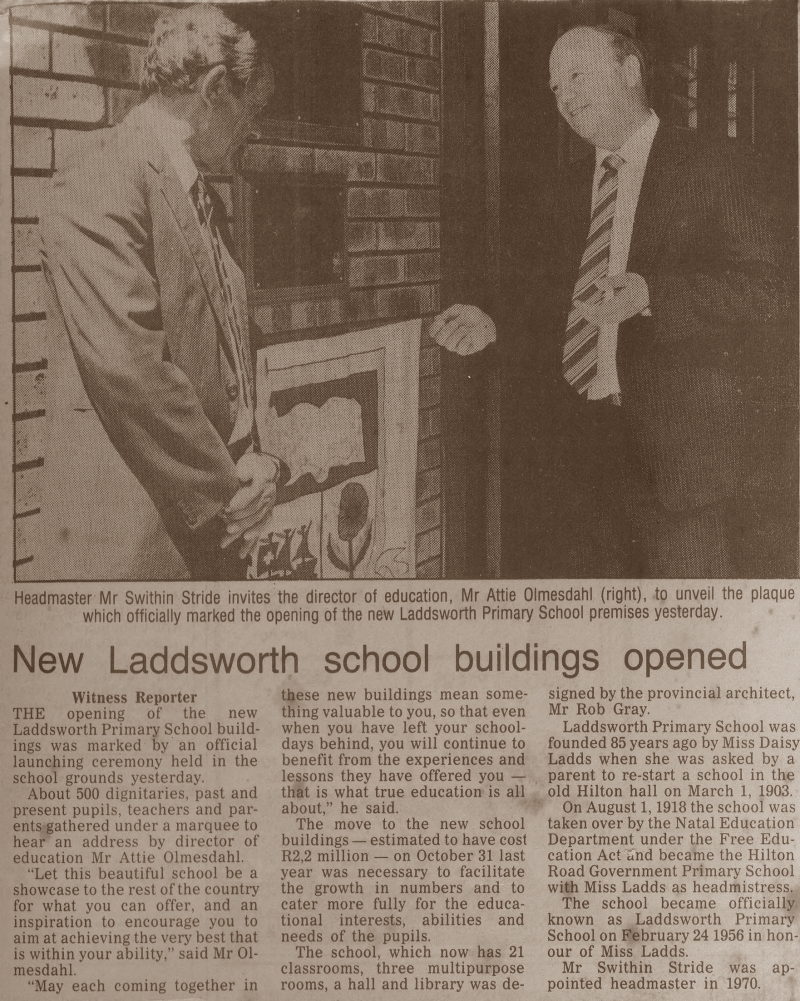 Laddsworth Opening of New School Buildings-1st March 1989